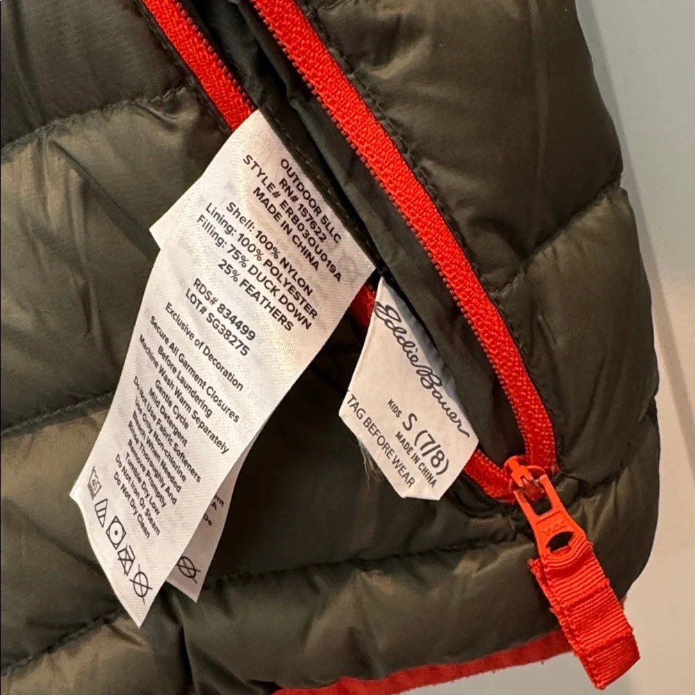 Eddie Bauer Kids reversible Camo Puffer Jacket with orange Trim